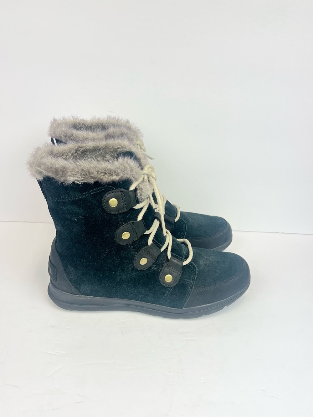 SOREL Explorer Joan Black/Dark Stone Winter Boots Women’s Size 9